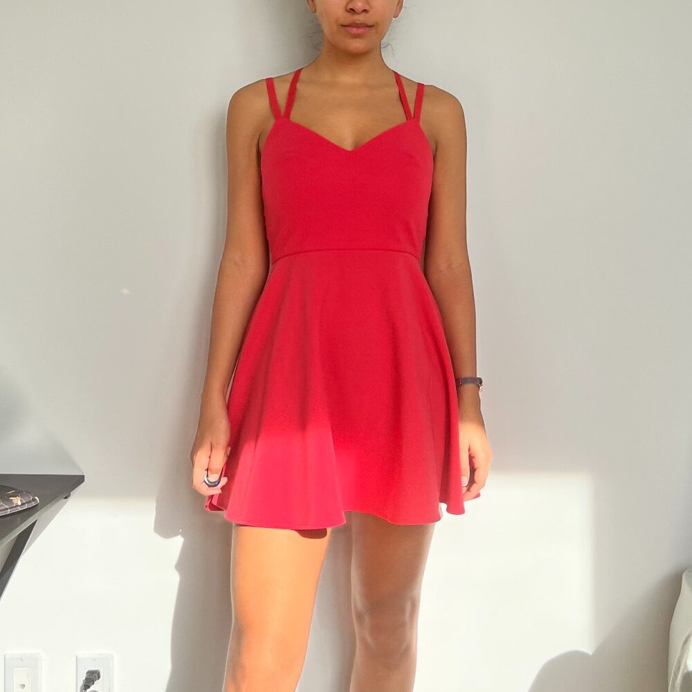 French Connection Pink Whisper Light Strappy Stretch Mini Dress, 6